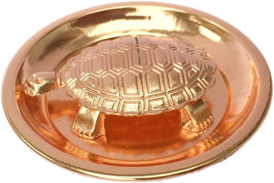 pujaparv Copper Metal Feng Shui Vastu Turtle Tortoise Plate Set/Turtle Plate Yantra Vastu Feng Shui 6 cm