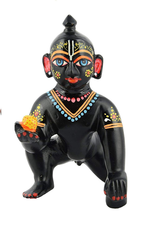 Brass Laddu Gopal Idol in Black Colour/Baby Krishna Bal Gopal Murti Size 2 No(8 CM)