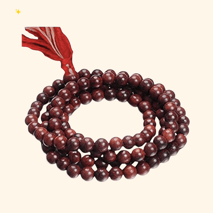 pujaparv Lal Chandan Mala / Red Sandalwood Mala - 108+1 Beads - Bead Size 8 MM